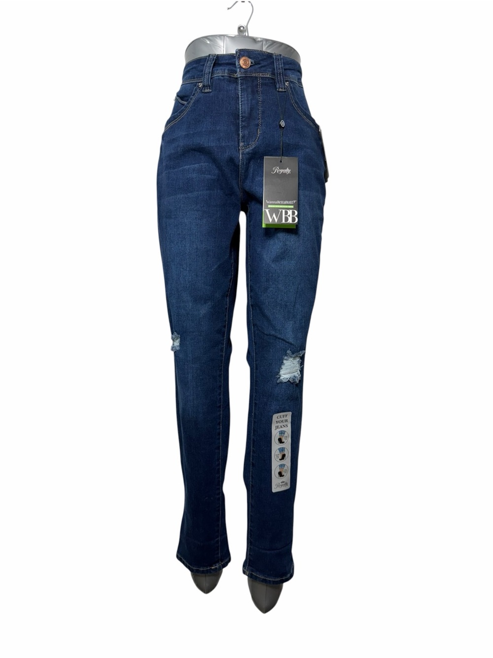 Royalty For Me WannaBettaButt Mid Rise Ankle Jeans Distressed Size 8 NWT